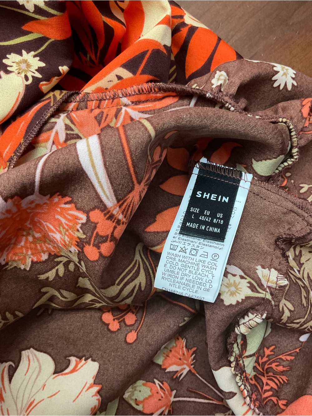SHEIN Floral Midi Wrap Dress - Rust Floral - Picture 7 of 7